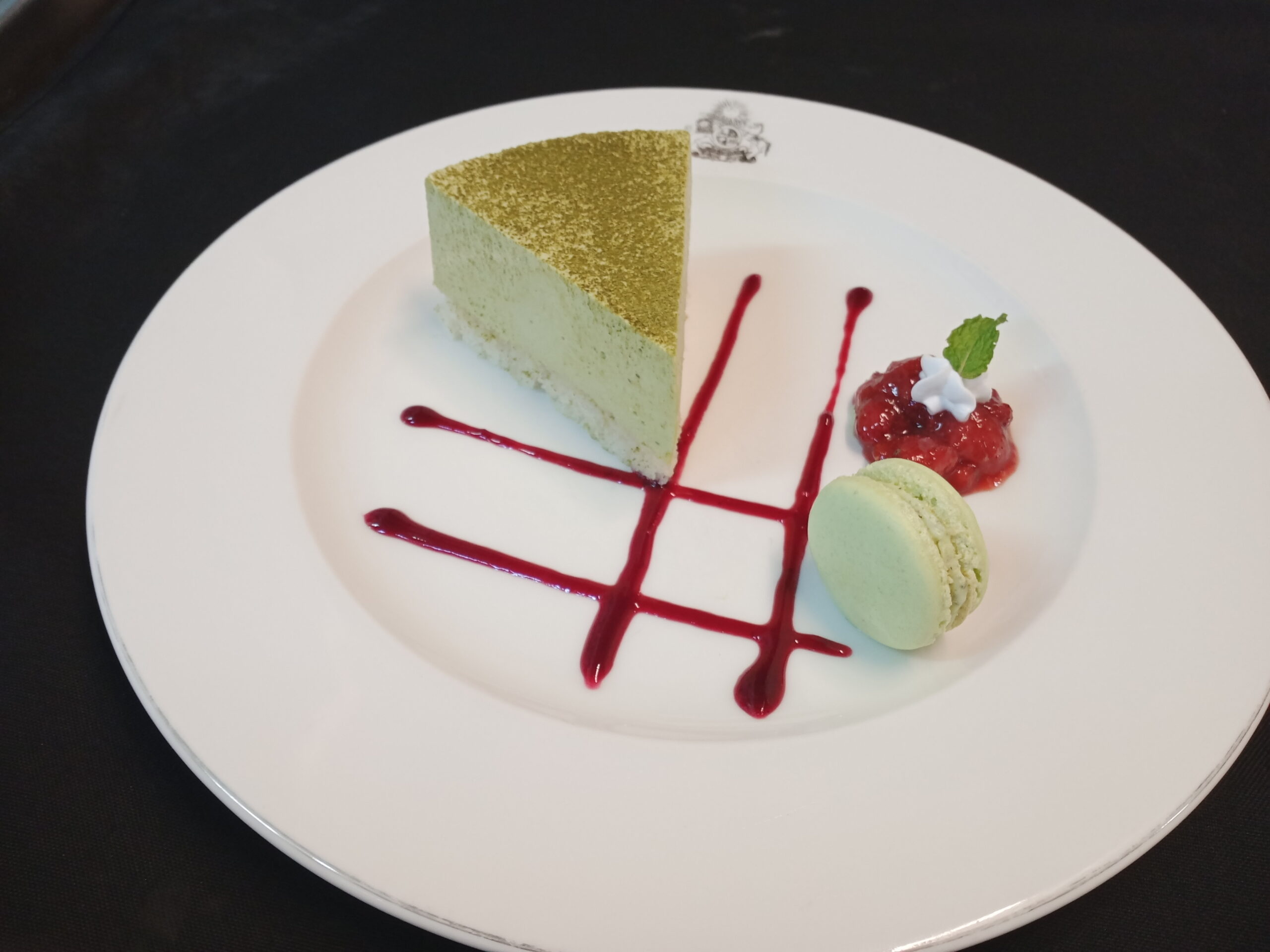 Matcha green tea cheesecake — fermented dairy in elegant pastry form