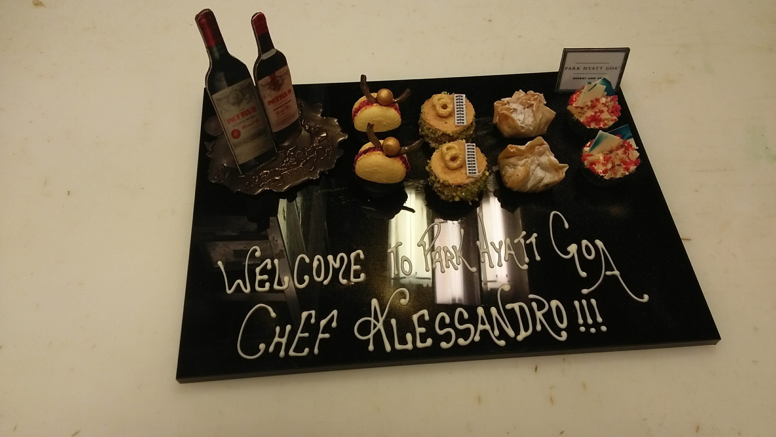 Welcome dessert platter at Park Hyatt Goa — a lesson in hotel hospitality and perfection